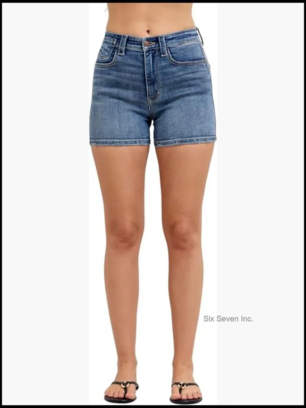 High Waist Classic Wash Slim Jean Shorts Stretch Denim